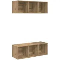 vidaXL Ensemble de meubles TV Fixé au mur 2 pcs Chêne Artisan 37 x 37 x 107 cm