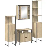 vidaXL Ensemble de meubles de salle de bain , 4 pièces, imitation chêne Sonoma, 33 x 33 x 185,5 cm