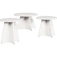 vidaXL Table Basse 3 Pcs Blanc 49 X 49 X 30 Cm Bois de pin massif Lumarko