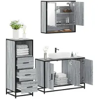 vidaXL Ensemble de meubles de salle de bain 3 pièces Gris Sonoma Bois composite