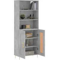 vidaXL Highboard gris béton 69,5x34x180 cm Bois composite