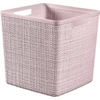 Curver 4x , Corbeille de rangement, Panier de rangement en cube de jute 17L Rose Dawn (27.90 cm)
