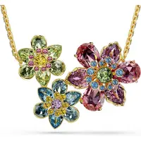 Swarovski Pendentif Idyllia, Tailles Variées, Fleur, Multicolore, Placage De Ton Or