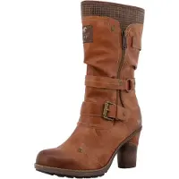 Mustang : chaussures, bottes, fermeture éclair, bottes montantes, couleur marron, style décontracté
