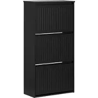 SoBuy Meuble à chaussures , 3 abattants, 61 x 26 x 120 cm, Noir