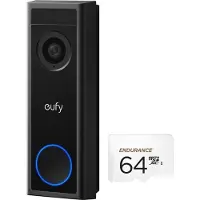 Eufy C30 2K Draadloze Video Deurbel 2K FHD - Accu Zwart + SAMSUNG MicroSDXC 64GB PRO -