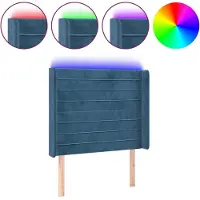 vidaXL Tête de lit LED bleu foncé 83x16x118/128 cm velours