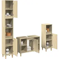 vidaXL Ensemble de meubles de salle de bain 3 pièces en bois composite chêne Sonoma