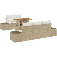 vidaXL Ensemble de canapés de jardin , 6 pièces, beige et crème