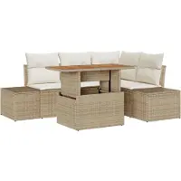 vidaXL Ensemble de canapés de jardin , 5 pièces, beige et crème