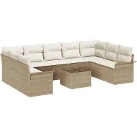 vidaXL Ensemble de canapés de jardin , 10 pièces, beige, en polyrotin