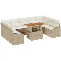 vidaXL Ensemble de salon de jardin , 10 pièces, beige et crème