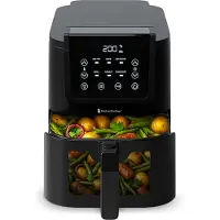 Kitchenbrothers Airfryer XL - 5L - 1500W - Friteuse à air chaud - 60ºC à 200ºC - Petit design - Extra silencieux - 6 Programmes de cuisson - Noir