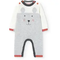 Boboli Knitted Play Long Sleeve Pelele Blanc,Gris 6 Months Garçon