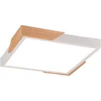 TRIO Plafonnier LED carré META blanc 20 W, blanc chaud 2400 lm, finition bois, dimensions : 3,5 x 31,5 x 31,5 cm, IP20, RL