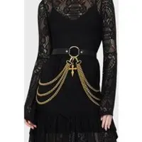 Killstar Ceinture Gothic de - Ceinture Poised Opulence en dentelle Belladonna - pour Femme - noir/or - Taille XS-M