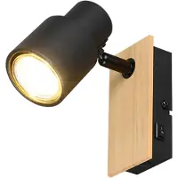 RL LIVE YOUR LIGHT Applique murale design Pierre noir avec bois