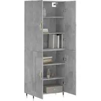 vidaXL Highboard gris béton 69,5x34x180 cm Bois composite