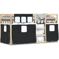 vidaXL Lit superposé avec rideaux blanc noir 90x200 cm en pin