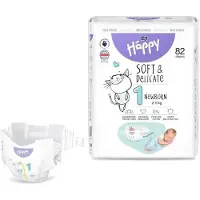 Bella Baby Happy Soft&Delicate couches jetables équipées de canaux Newborn 2-5 kg 82 pcs