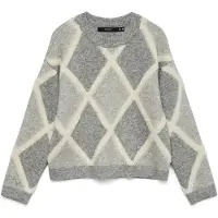 Vero Moda Pull-over 'VMARGIE' gris / gris chiné / blanc cassé