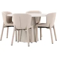 Ebuy24 Lanzo ensemble pour salle à manger table Ø120cm et 4 chaises beige.