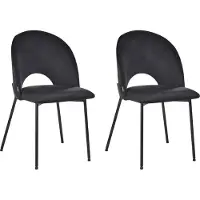 Beliani Lot de 2 chaises de salle à manger garnies de velours noir pieds noirs Retro Glamour