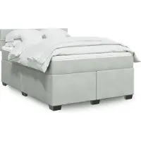 vidaXL Lit boxspring avec matelas gris clair 140x200 cm velours