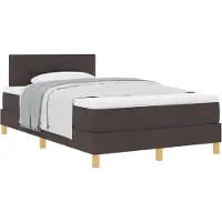 vidaXL Lit boxspring avec coussins, marron foncé, 120 x 200 cm, tissu