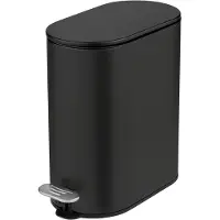 Wenko Poubelle cosmétique Mod Collungo Poubelle à pédale 5 l Système de fermeture automatique silencieux Métal Acier pour salle de bains Noir 14 x 28,5 x 29,5 cm Mat Avec récipient intérieur