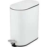 Wenko Poubelle cosmétique Mod Collungo poubelle à pédale blanche 5 litres système d'abaissement automatique en métal acier plastique 14 x 28,5 x 29,5 cm blanc noir