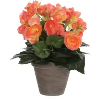 Mica Bégonia artificielle rose saumon en pot H30