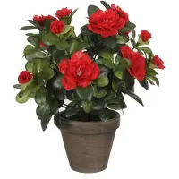 Mica Decorations Azalea Artificielle Rouge En Pot H27