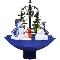 vidaXL Arbre de Noël neigeux avec base de parapluie Bleu 75 cm PVC
