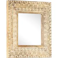 vidaXL Miroir sculpté à la main 50x50x2,6 cm Bois de manguier solide