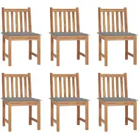 vidaXL Chaises de jardin 6 pcs. avec coussins teck massif