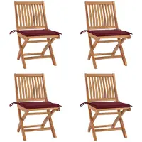 vidaXL Chaises de jardin pliantes avec coussins 4 pcs. Bois massif teck