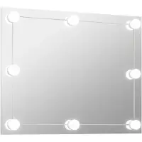 vidaXL Miroir mural sans cadre avec lampes LED Rectangulaire Verre