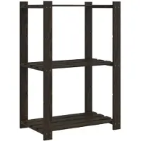 vidaXL Support de rangement à 3 niveaux noir 60x38x90 cm bois pin