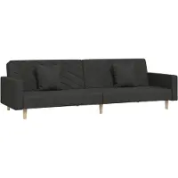 vidaXL Canapé-lit à 2 places avec deux oreillers noir tissu
