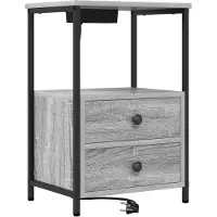 vidaXL Table de nuit avec station de chargement Sonoma gris
