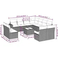 vidaXL Ensemble de 12 canapés de jardin avec coussins Beige Poly Rattan
