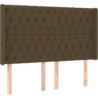 vidaXL Tête de lit avec oreilles brun foncé 147x16x118/128 cm Tissu