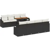 vidaXL Ensemble de salon de jardin , 9 pièces, noir, en résine tressée