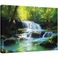 WALLARENA Impression sur toile chute d'eau moderne 100x75 cm xxl tableau décoration deco murale intissée pour salon chambre cuisine