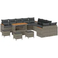 vidaXL Ensemble de canapés de jardin , 18 pièces, 12 places, gris, en résine tressée