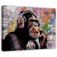 WALLARENA Impression sur toile abstrait banksy moderne 60x40 cm xxl tableau décoration deco murale intissée pour salon chambre cuisine