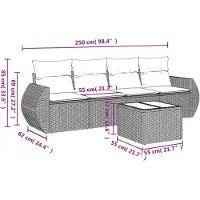 vidaXL Ensemble de salon de jardin 5 pièces avec coussins Beige Poly Rattan
