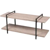 AC-DÉCO Meuble TV DOCK 2 étagères - Noir mat et chêne - Bois et métal - 120 x 55 x P 43 cm