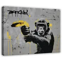 WALLARENA Impression sur toile abstrait banksy moderne 100x75 cm xxl tableau décoration deco murale intissée pour salon chambre cuisine